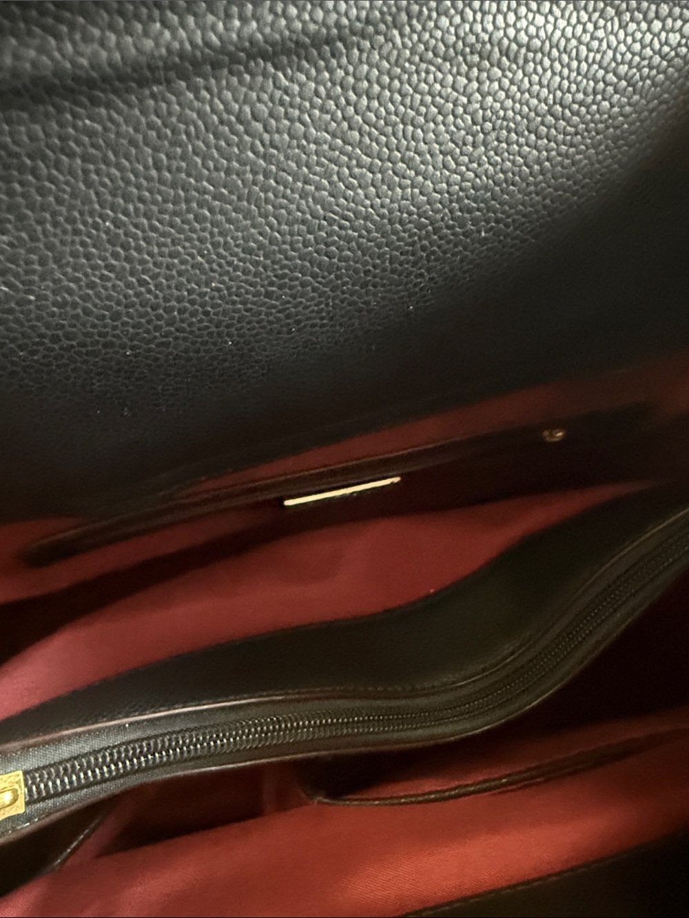 Black Quilted Top-Handle Satchel with Gold Hardware - Picture 7 of 8